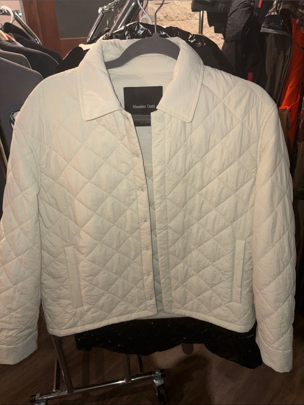 Massimo Dutti Cream Quilted Utility Jacket